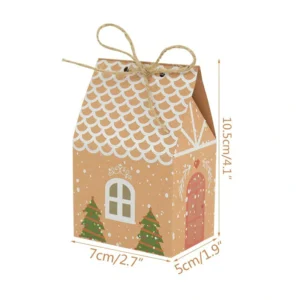 10Pcs Christmas House Shape Candy Bags