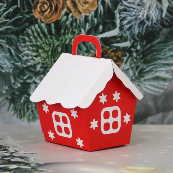 10Pcs Christmas House Shape Candy Bags