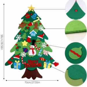 Felt Christmas Tree Set With 32PCS Ornaments Wall Hanging Tree 50LED String Lights