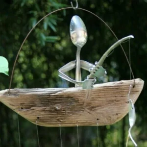 (🔥Hot Sale - 48% OFF)Fishing Man Spoon Fish Sculpture Wind Chime