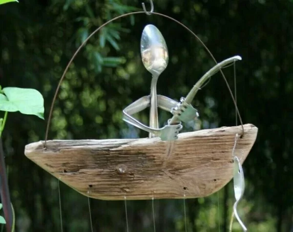 (🔥Hot Sale - 48% OFF)Fishing Man Spoon Fish Sculpture Wind Chime