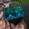 (🎄Early Christmas Sale🎄 - 40% OFF)Wood Resin Paired Heart Pendants Mountains