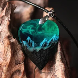 (🎄Early Christmas Sale🎄 - 40% OFF)Wood Resin Paired Heart Pendants Mountains