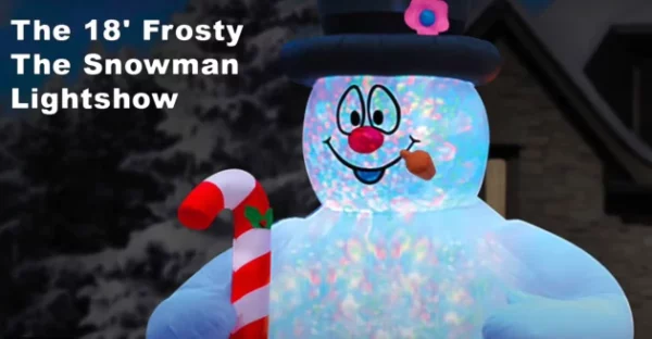 The 18' Frosty The Snowman Lightshow For Christmas Yard Decoration