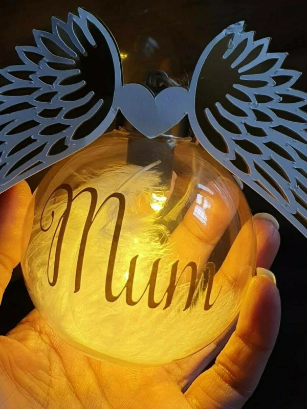 Angel Wings LED Glass Ball Commemorative Decoration Sympathy Gift