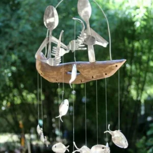 (🔥Hot Sale - 48% OFF)Fishing Man Spoon Fish Sculpture Wind Chime