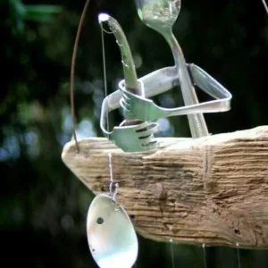 (🔥Hot Sale - 48% OFF)Fishing Man Spoon Fish Sculpture Wind Chime