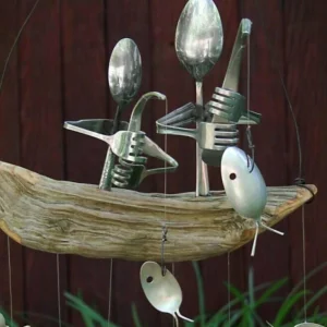 (🔥Hot Sale - 48% OFF)Fishing Man Spoon Fish Sculpture Wind Chime