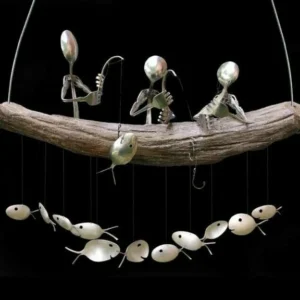 (🔥Hot Sale - 48% OFF)Fishing Man Spoon Fish Sculpture Wind Chime