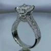 Handmade Radiant Cut White Sapphire 925 Sterling Silver Engagement Ring