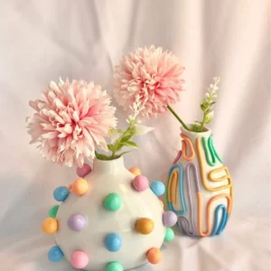 🔥Boho home decor,Retro Eclectic Colorful Bud Vase🌈Cute Ceramic Vase