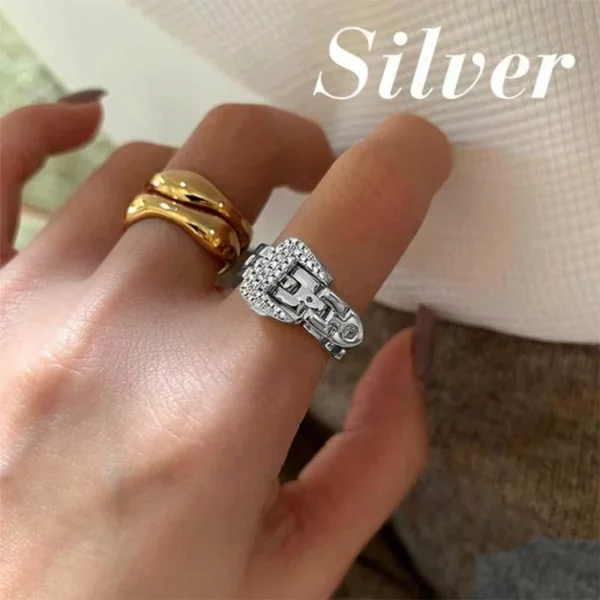 Sterling Silver Strap Buckle Ring （BUY 2 GET 1 FREE）