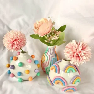 🔥Boho home decor,Retro Eclectic Colorful Bud Vase🌈Cute Ceramic Vase