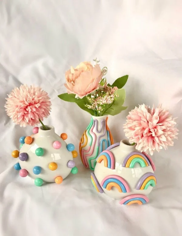 🔥Boho home decor,Retro Eclectic Colorful Bud Vase🌈Cute Ceramic Vase