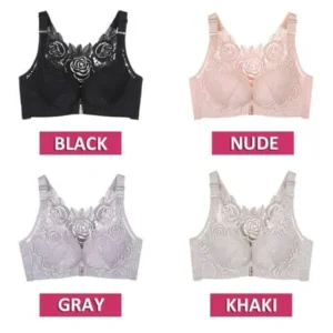 Rose Embroidery Front Closure Wirefree Bra