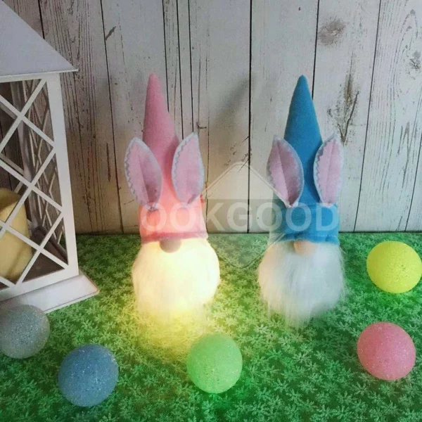 Bunny Gnome Dolls With Warm Light For Easter Gift