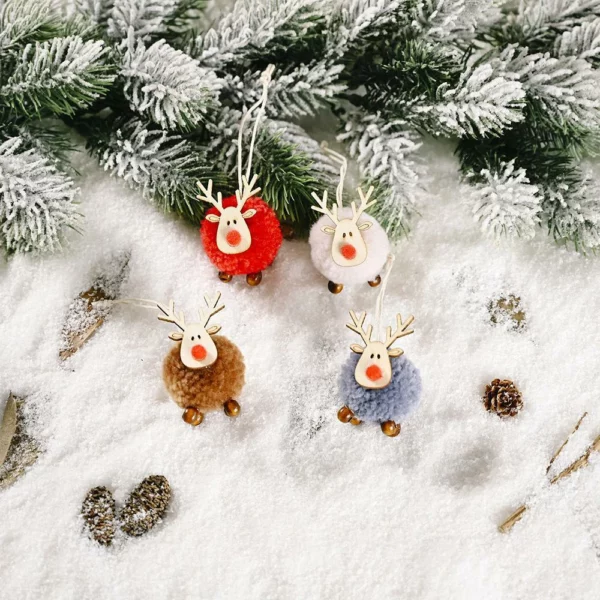 🦌Cute Felt Wooden Elk Christmas Tree Decorations🎄