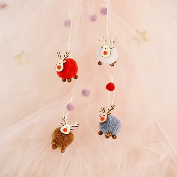 🦌Cute Felt Wooden Elk Christmas Tree Decorations🎄