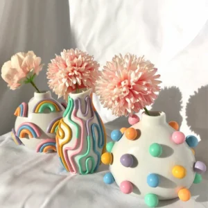 🔥Boho home decor,Retro Eclectic Colorful Bud Vase🌈Cute Ceramic Vase