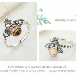 Dancing Bees Ring - 925 Sterling Silver