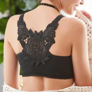 Rose Embroidery Front Closure Wirefree Bra