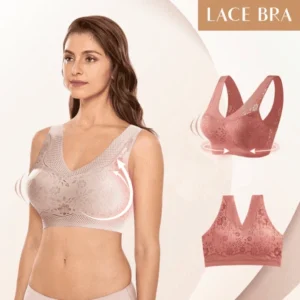 Seamless Plus Size Lace Push up V-neck Low Back Bra