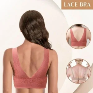 Seamless Plus Size Lace Push up V-neck Low Back Bra