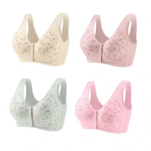 [ 3 PCS ] No Steel Ring Front Button Cotton Bra