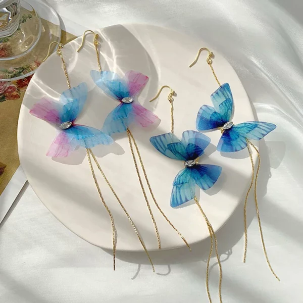 Transparent Yarn Butterfly Earring