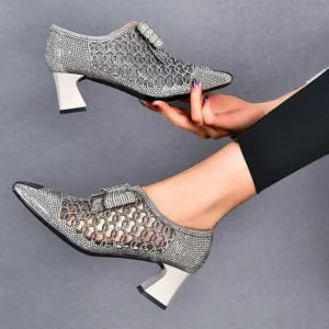 Early Christmas Sale🎄 50% OFF--Rhinestone Hollow Chunky Heel Shoes