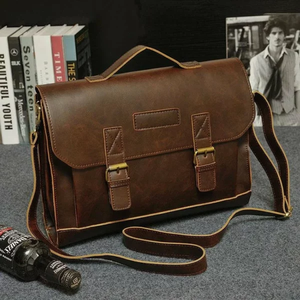 MROYALE™ Men's Briefcase Leather Messenger 14" Laptop Crossbody Bag