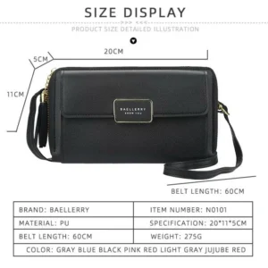 ANTI RFID THEFT LARGE CAPACITY CROSS BODY CELL PHONE PURSE