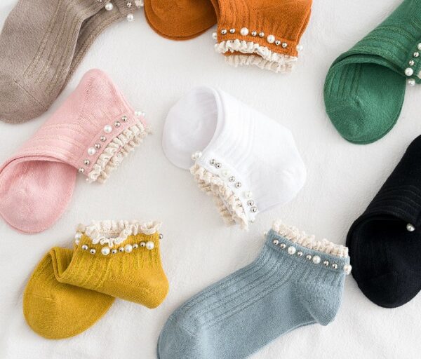 (🎉EARLY NEW YEAR SALE - 48% OFF) New Fashion Spring Lace Pearl Socks(One Size Fit All) - BUY 8 GET EXTRA 20%OFF