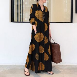 Circle Print Maxi Shirt Dress