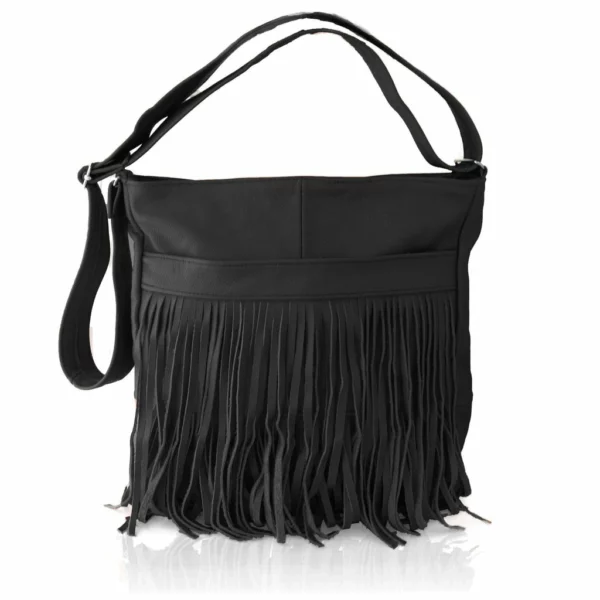 Deluxe Front-Fringed Messenger Bag - Red Color