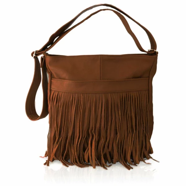 Deluxe Front-Fringed Messenger Bag - Red Color