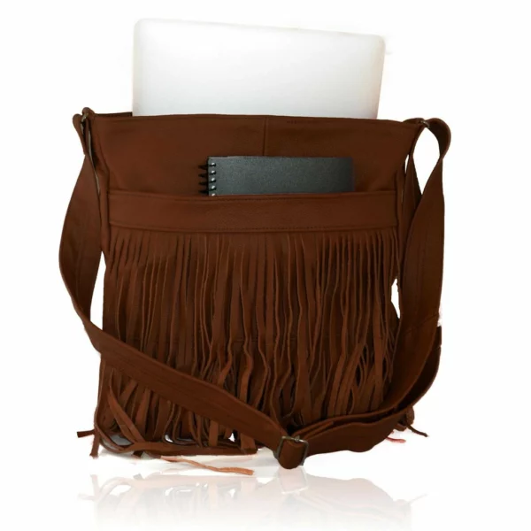 Deluxe Front-Fringed Messenger Bag - Red Color