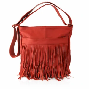 Deluxe Front-Fringed Messenger Bag - Red Color