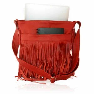 Deluxe Front-Fringed Messenger Bag - Red Color