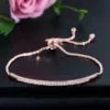 CWWZircons Adjustable Bracelet Bangle for Women Captivate Bar Slider Brilliant CZ Rose Gold Color Jewelry Pulseira Feminia CB089