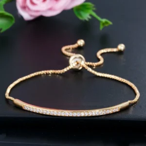 CWWZircons Adjustable Bracelet Bangle for Women Captivate Bar Slider Brilliant CZ Rose Gold Color Jewelry Pulseira Feminia CB089