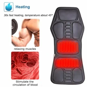 KLASVSA Electric Heating Vibrating Back Massager Chair In Car Home Office Lumbar Neck Mattress Pain Relief LED remote control