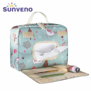 Sunveno Baby Diaper Bags Maternity Bag for Disposable Reusable Fashion Prints Wet Dry Diaper Bag Double Handle Wetbags 21*17*7CM