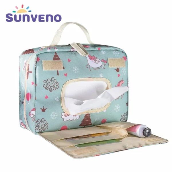 Sunveno Baby Diaper Bags Maternity Bag for Disposable Reusable Fashion Prints Wet Dry Diaper Bag Double Handle Wetbags 21*17*7CM