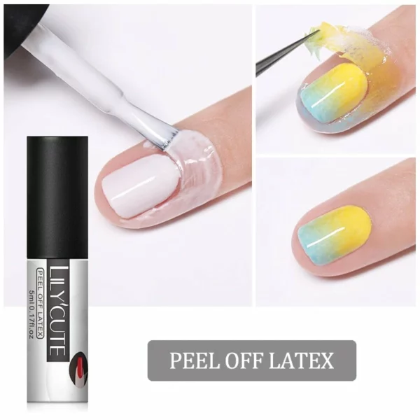 LILYCUTE 5ml White Peel Off Liquid Tape Odor-free Nail Edge Skin Care Cold-resistant Nail Art Gel Varnish Tool