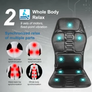 KLASVSA Electric Heating Vibrating Back Massager Chair In Car Home Office Lumbar Neck Mattress Pain Relief LED remote control