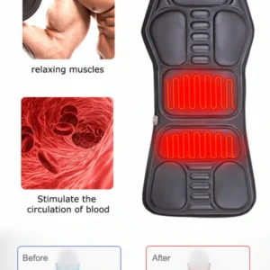 KLASVSA Electric Heating Vibrating Back Massager Chair In Car Home Office Lumbar Neck Mattress Pain Relief LED remote control