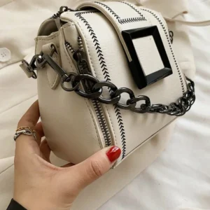 Shoulder Bag PU Leather Retro Chains Hasp Small Delicate Bucket Bags