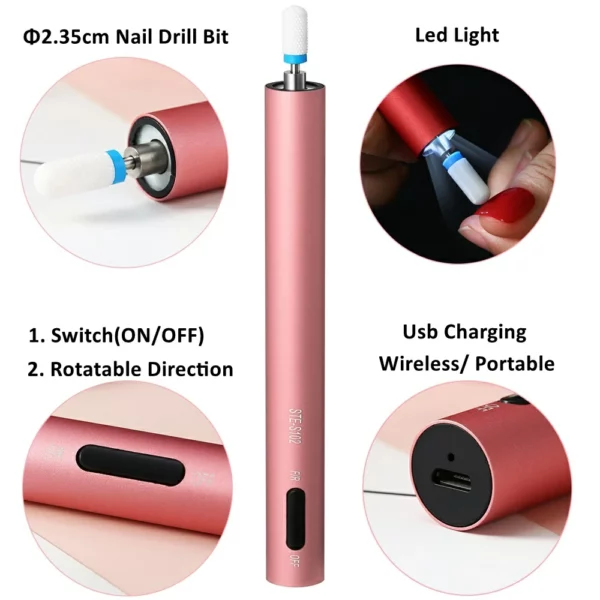 2022 Upgraded Professional Cordless Portable USB Rechargeable Nail Polisher