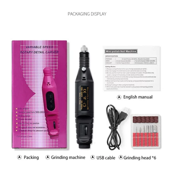 2022 Upgraded Professional Cordless Portable USB Rechargeable Nail Polisher